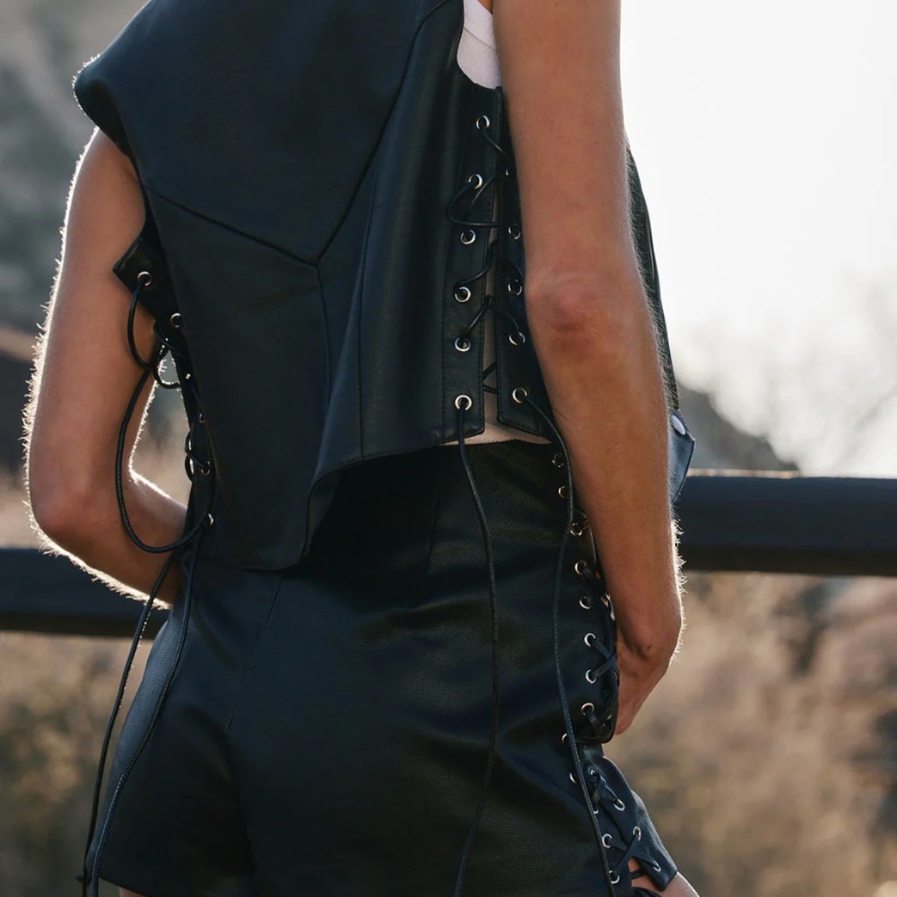 Leather fringe vest